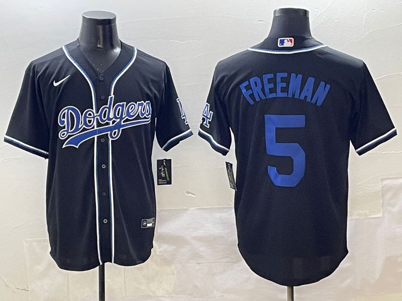 Men 2025 Los Angeles Dodgers 5 Freeman Black Three generations Fashion Nike MLB Jersey style 5